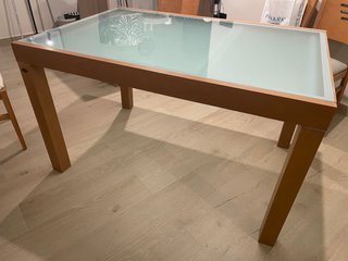 Mesa comedor madera maciza cristal + 6 sillas