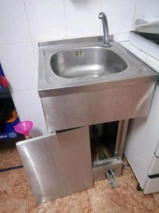 Fregadero lavamanos Acero Inox Pedal Agua Fría/Cal