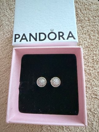 Pendientes botón Pandora plata