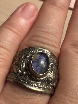 Anillo Étnico Plata y Piedra Azul