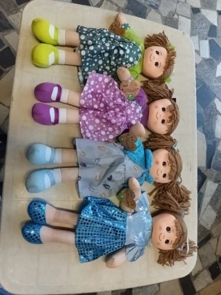 Bambole di pezza in tessuto, set da 4