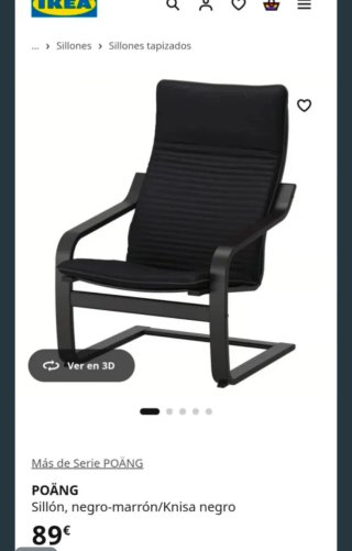 Sillón Poäng Ikea Negro con Cojín