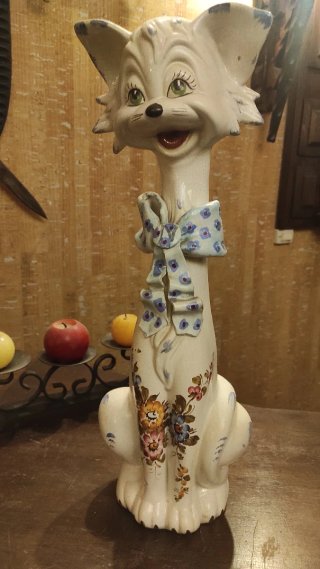 Gato de Porcelana Italiano Mid Century