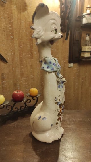 Gato de Porcelana Italiano Mid Century