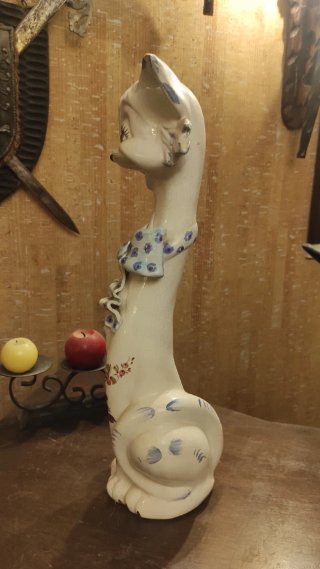 Gato de Porcelana Italiano Mid Century