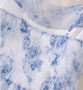 Vestido Largo de Gasa Azul Pastel