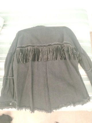 Chaqueta Zara Negra Flecos Talla M