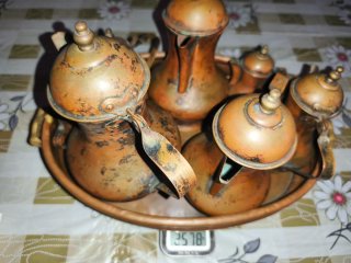 Set Rame Vintage Teiera e Tazzine