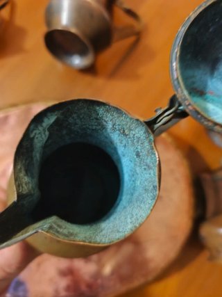 Set Rame Vintage Teiera e Tazzine