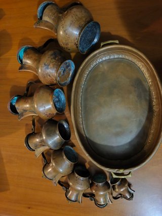 Set Rame Vintage Teiera e Tazzine