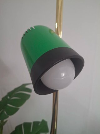 Lámpara de pie vintage dorada y verde