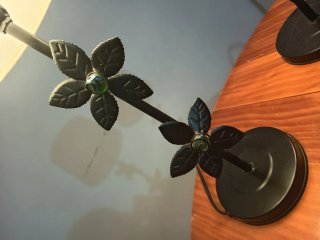 2 Lámparas de Mesa Flor Metal Beige