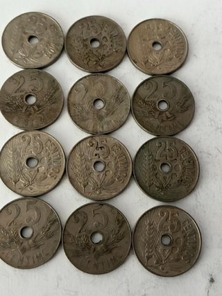 Lote 12 monedas 25 céntimos España 1927 y 1934 – A