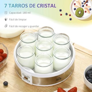 Máquina Yogur 7 Tarros Cristal Temporizador LED