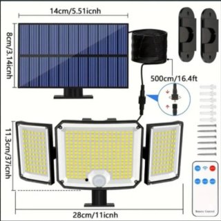 2 Focos Solares 346 LED con mando.