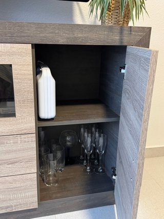 Aparador Salón Vitrina Madera y Cristal