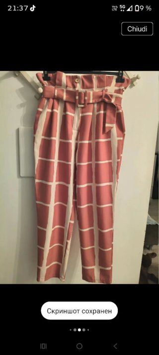 Pantaloni Lumina a quadri rosa e bianchi