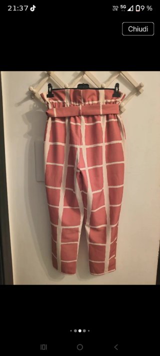 Pantaloni Lumina a quadri rosa e bianchi
