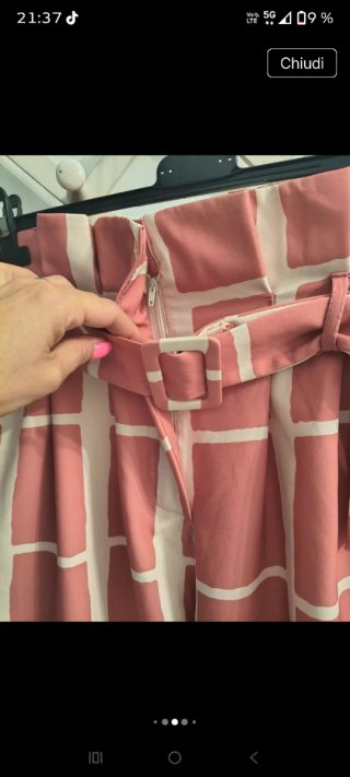 Pantaloni Lumina a quadri rosa e bianchi