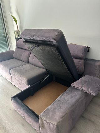 Sofá Chaise Longue Gris 3m