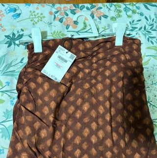 Falda larga estampada marrón