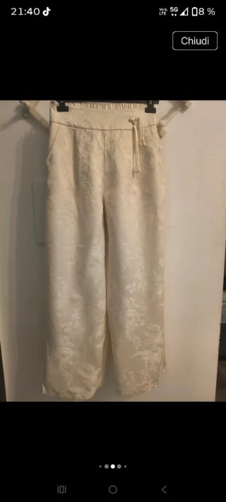 Pantaloni in seta artificiale beige