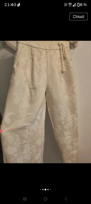 Pantaloni in seta artificiale beige