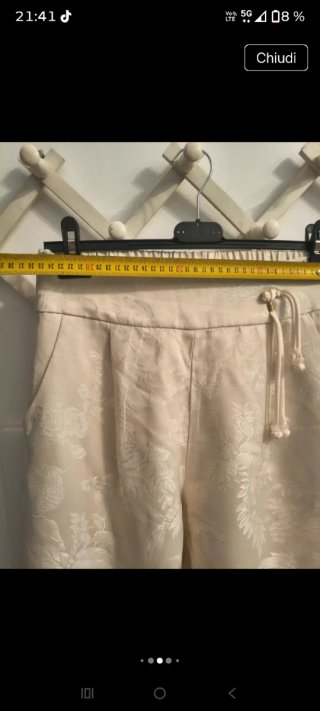 Pantaloni in seta artificiale beige