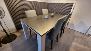 Mueble comedor+mesa y sillas+panel decorativo