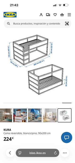 Cama alta Kura madera