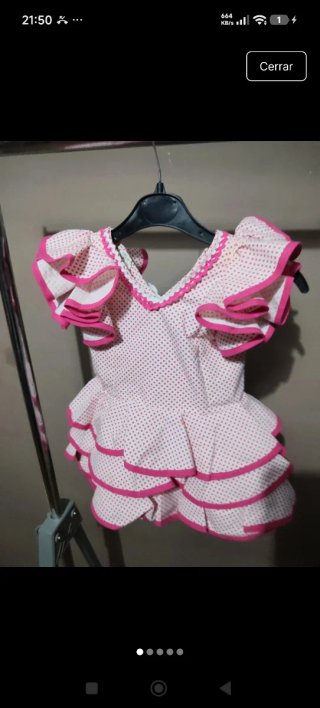 Traje de gitana rosa y blanco