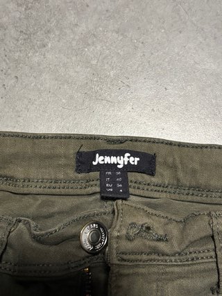 Jeans skinny vita alta verde militare strappati