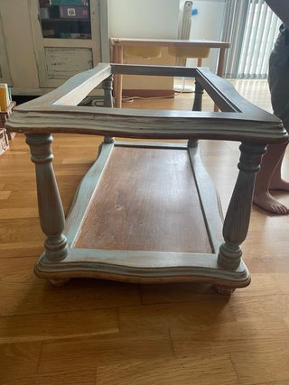 Mesa de centro cristal y madera