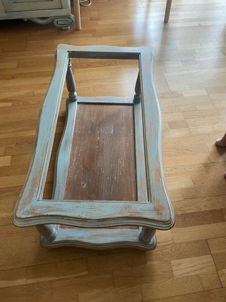 Mesa de centro cristal y madera