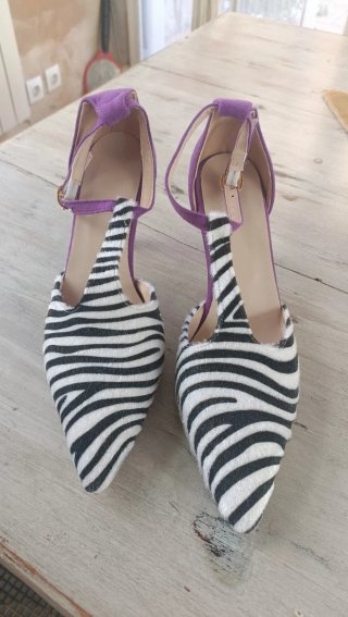 Zapato/sandalia tacón estampado cebra combinado co