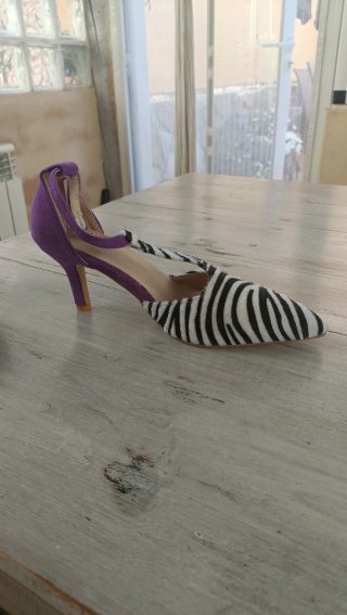 Zapato/sandalia tacón estampado cebra combinado co