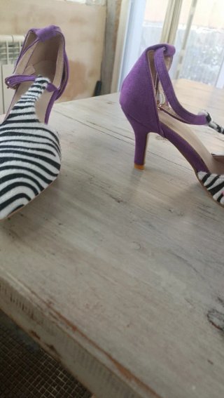 Zapato/sandalia tacón estampado cebra combinado co