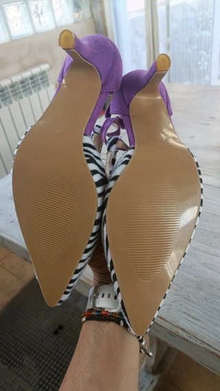Zapato/sandalia tacón estampado cebra combinado co