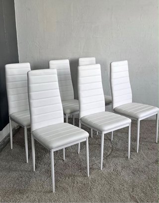 Mesa Comedor Cristal + 6 Sillas Blancas