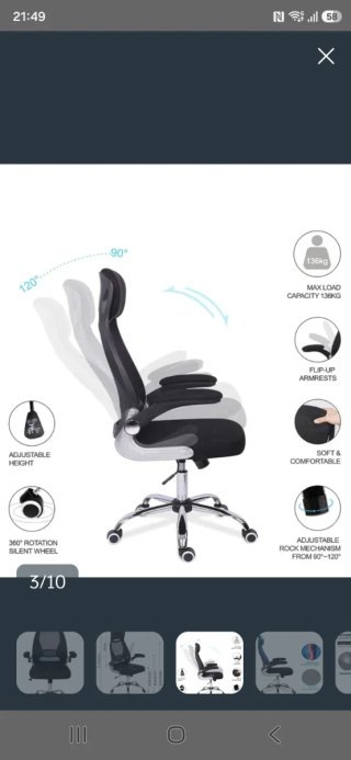 Silla de oficina ergonómica DSJ Negra