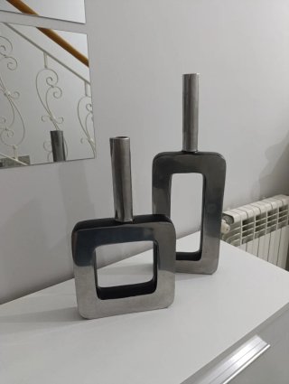 Jarrón Diseño Moderno Plata Metal