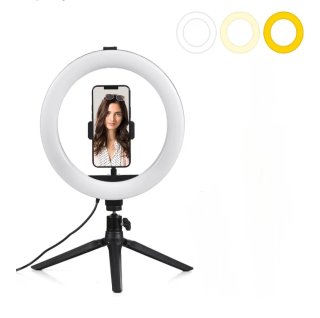 Aro LED 20 cm con trípode y soporte móvil