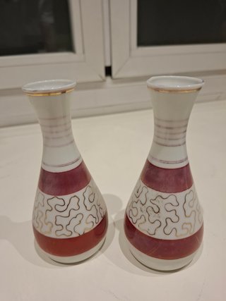 2 Pequeños Jarrones Porcelana