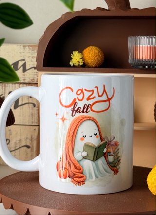 Taza Fantasma Cozy Fall Cerámica 11 oz