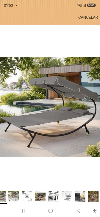 Tumbona doble con parasol