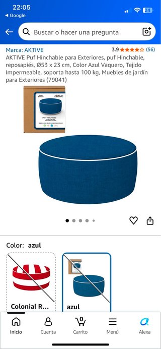 Pouf gonfiabile AKTIVE Blu