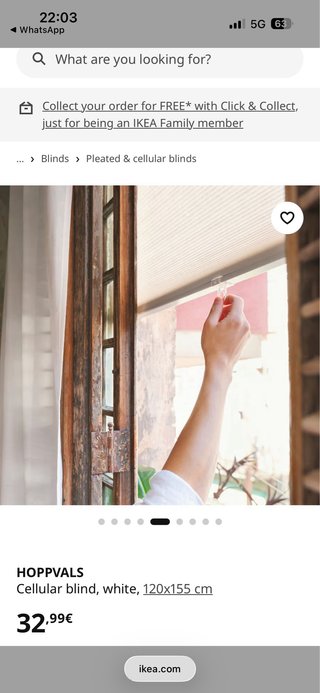 2 Estores Hoppvals Ikea 220x155cm