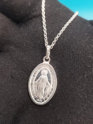 Collar Plata 925 Medalla Virgen Milagrosa