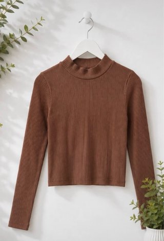 Camiseta de canalé marrón talla s