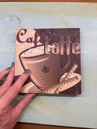 Set 3 Quadretti Tema Caffe Legno Stoffa